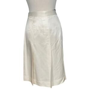 Vintage Banana Republic Silk Pleated Midi Skirt Side Zip Size 6 Ivory Elegant